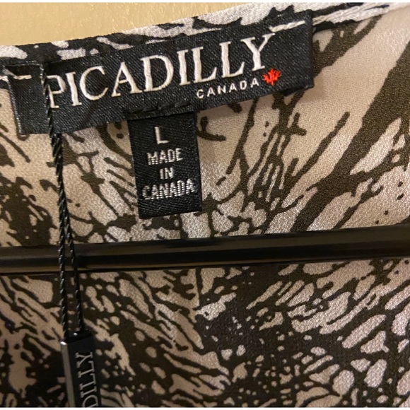 Picadilly sheer white tunic with black design & built-in black tank top - L -NWT - Picture 11 of 14